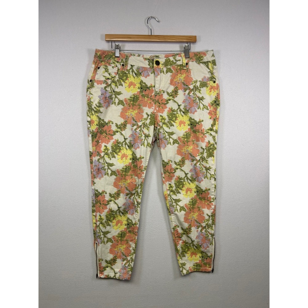 Cottagecore Mossimo Womens 16 Multicolor Floral‎ Ankle Zip Slim Tapered Pants